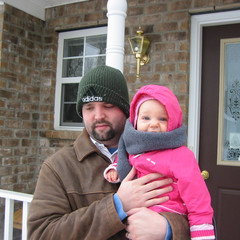 Daddy and Aeryn Brave the Snow.JPG